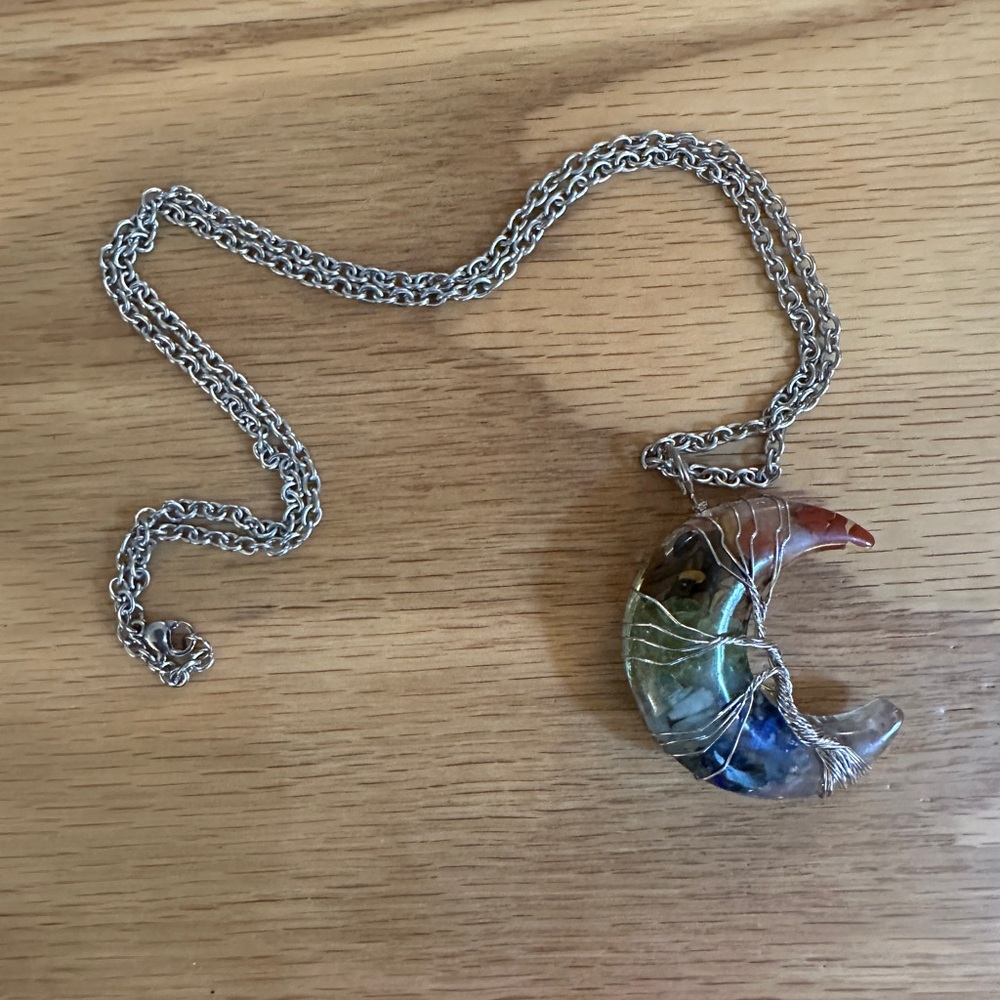 Boho Colorful Crescent Moon Necklace